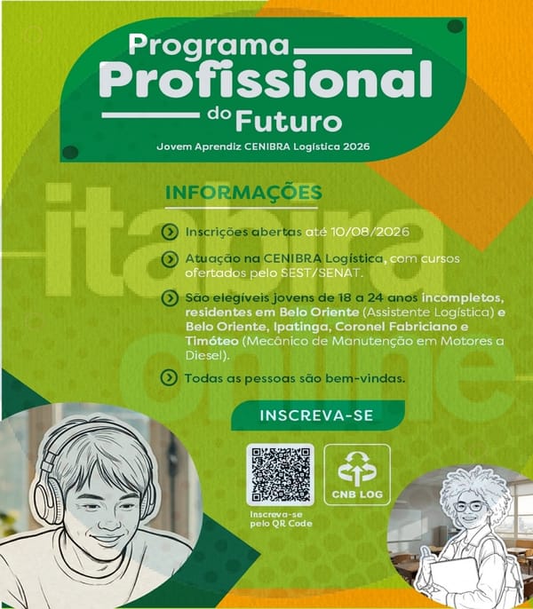 Jovem Aprendiz da CENIBRA Logística abre inscrições para moradores do Vale do Aço